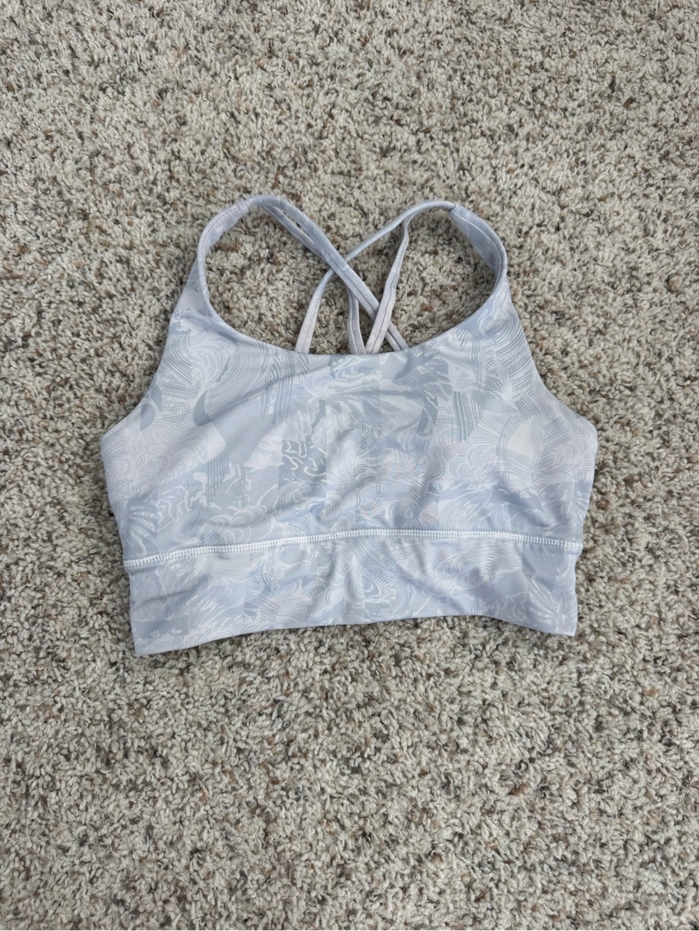 lululemon athletica Pale Gray Swirl Crisscross Sports Bra